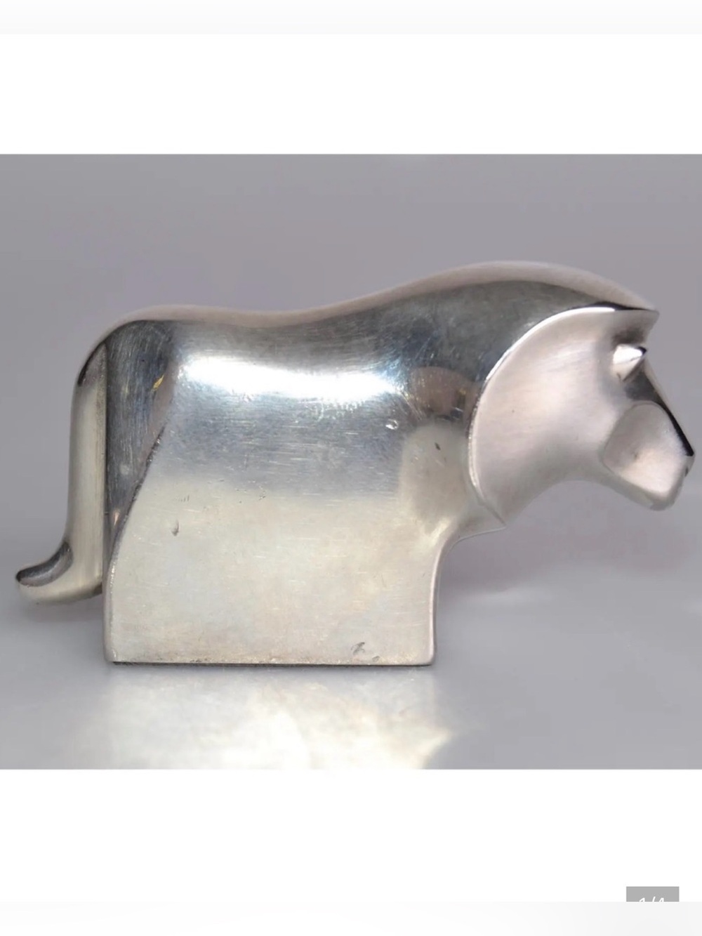 Vintage Scandinavian Original Dansk Design Silver Plate Lion Paperweight